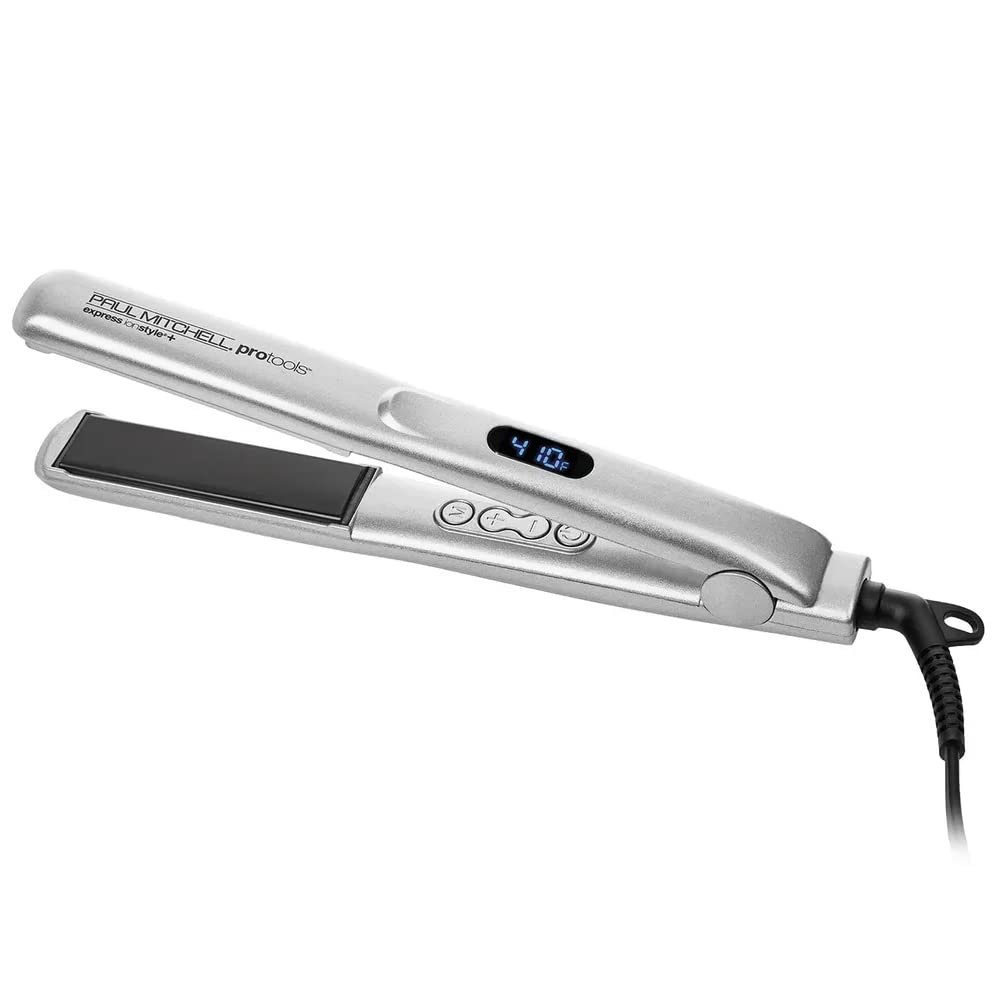 Paul Mitchell Pro Tools Express Ion Style+ 1 Ceramic Flat Iron, Adjustable Heat Settings, For Straightening + Curling